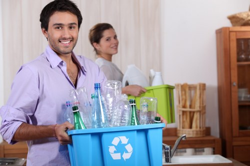 Professional rubbish removal team at work